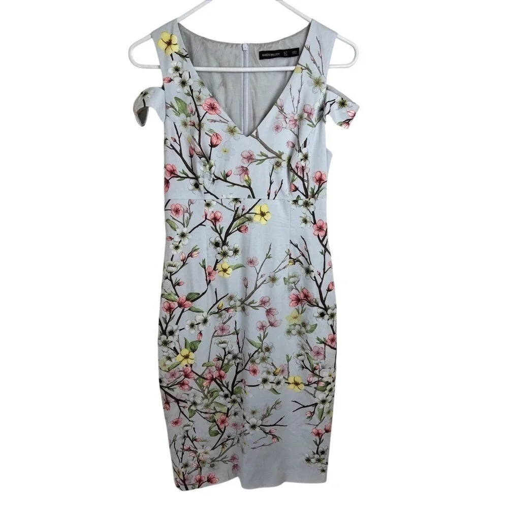 Karen Millen Designer Cocktail Dress‎ 8 Floral Cherry Blossoms Event Party